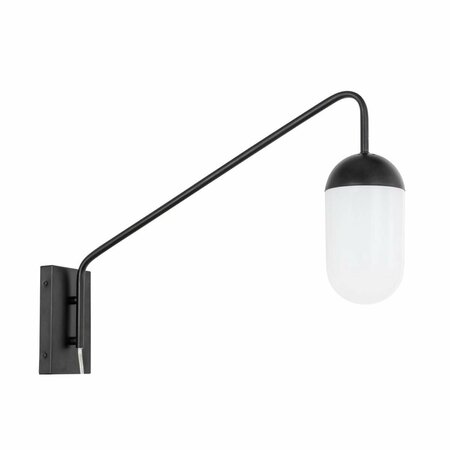 CLING Kace 1 Light Black & Frosted White Glass Wall Sconce CL2945060